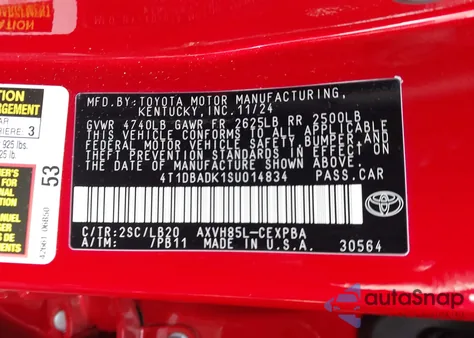 2025 Toyota Camry Xse from USA, damaged, VIN 4T1DBADK1SU014834